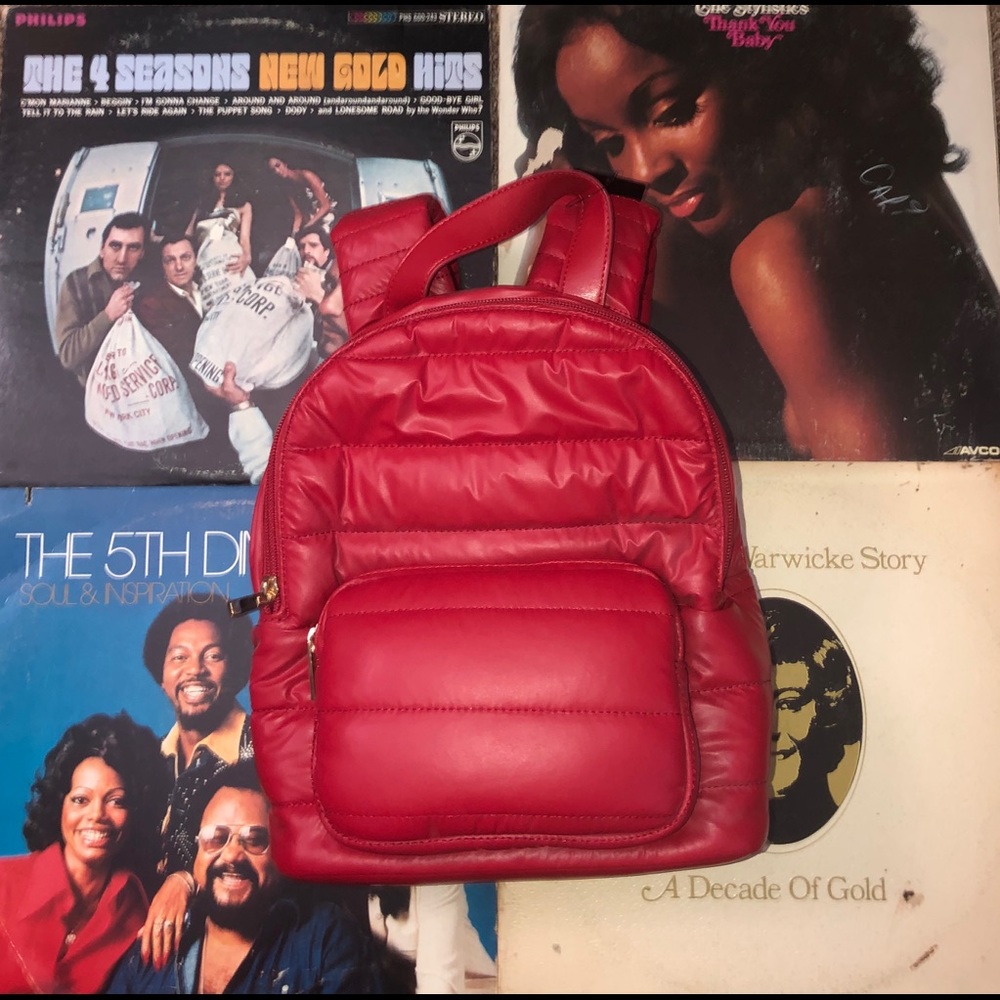 Mini puffy red backpack